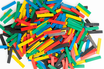 Colorful wooden rectangles. Colourful wood block background. Creativity	