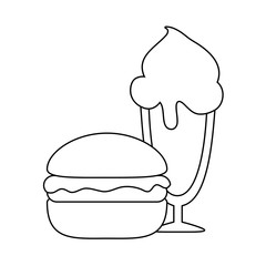 hamburger with ice cream isolated icon