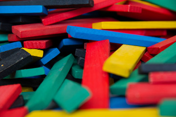 Colorful wooden rectangles. Colourful wood block background. Creativity	