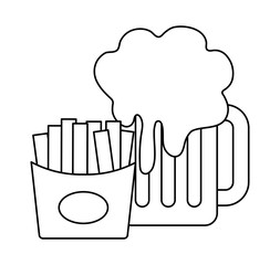 french fries with beer in jar