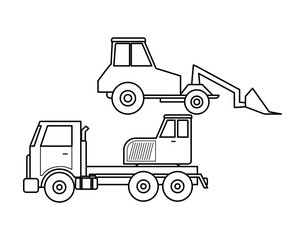 under construction crane truck with excavator