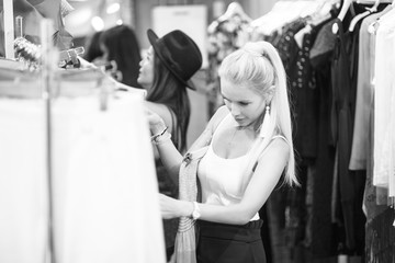 Girls in a clothing store