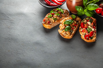 Assortment of traditional Italian bruschettas