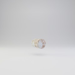 Concrete point symbol with rusty metal scratches isolated on white background