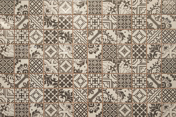 Ceramic wall and floor tiles, talavera pattern, ajulejo artwork, ethnic background