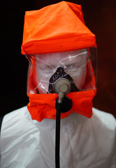 Gas mask on a mannequin for use in emergency 