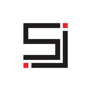 letters sj geometric line simple logo vector