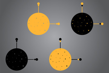 Black and yellow logo design. Creative icon with light bulb. Vector illustration. Modern style.