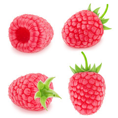 Set of juicy raspberries isolated on a white.