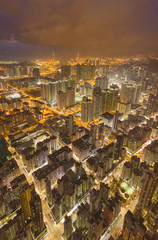 Panoramic view from above of Nightscape at Sham Shui Po District view from Garden Hill,Hong Kong