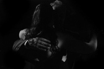 Young woman dancing tango b/w