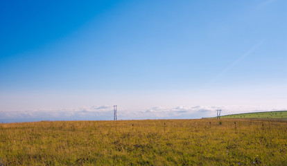 View of the small mountains at dawn in summer on the way to the Bermamyt plateau