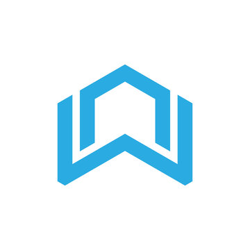 letters nw simple geometric line logo vector