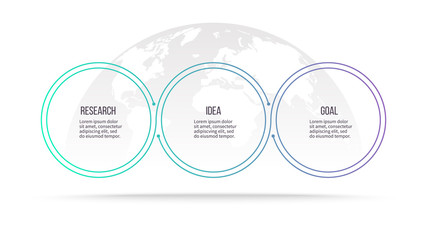 Business infographics with 3 steps, options. Vector template.