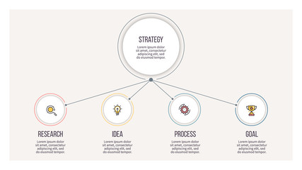 Business infographic. Organization chart with 4 options. Vector template.