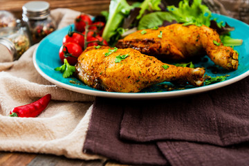 Chicken legs seasoned with curry