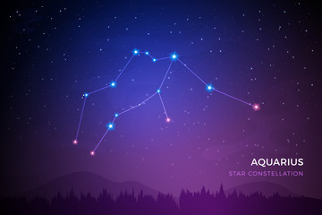 Aquarius star constellation on the beautiful night sky vector illustration © bubble86