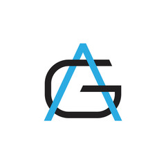 letter ag triangle linked line logo vector