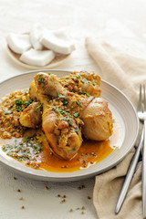 Chicken legs braised in curry and coconut sauce. No rice.