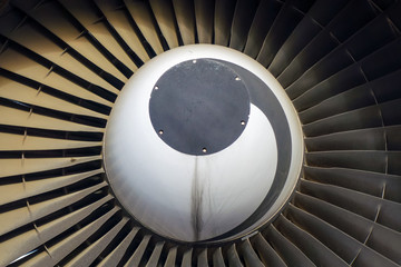 Airplane engine detail. closeup picture