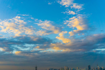 Dramatic colorful sunset sky with cloud