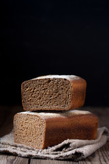 Form rye-wheat bread on the cut.