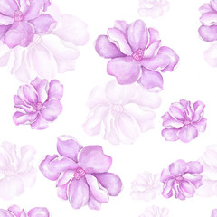 Fototapeta na wymiar Seamless background pattern of purple flowers