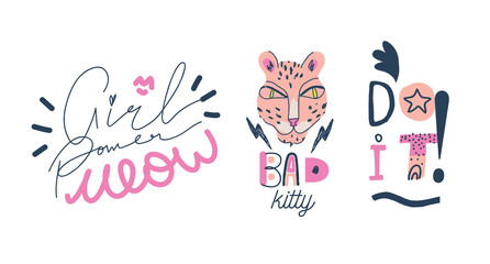 Cute slogan and illustrations for kids. Typography and hand drawn slogans for tee shirt. Vector graphic for tee printing