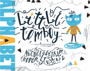 Vector Hand Drawn Funny Artistic and Creative Alphabet. Typeface for kids. Font for Children