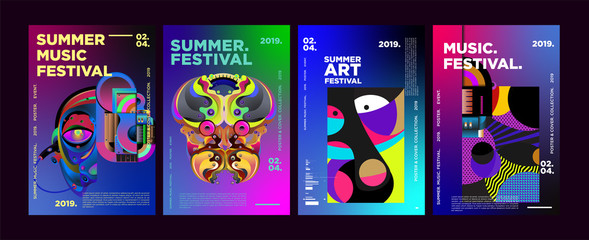 Obraz na płótnie Canvas Summer Colorful Art and Music Festival Poster and Cover Template for Event, Magazine, and Web Banner.