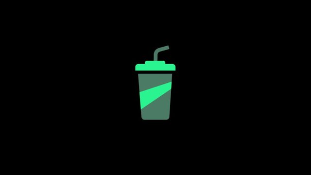 Drink icon animation on black background
