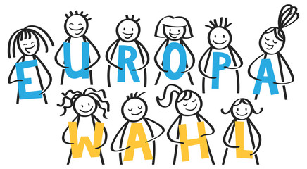 EUROPAWAHL Strichfiguren halten Buchstaben