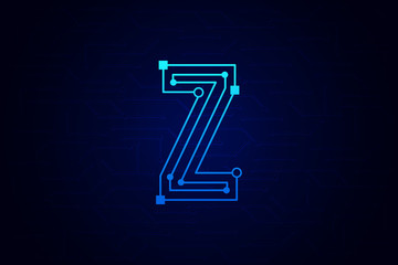 Letter Z logo design template. Line art logo type design concept of Abstract technology logo