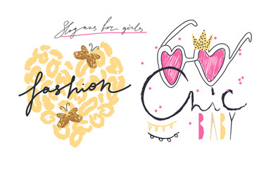 Cute slogan and illustrations for kids. Typography and hand drawn slogans for tee shirt. Vector graphic for tee printing