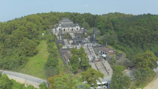 Aerial view of Tomb of Khai Dinh emperor in Hue, Vietnam. A UNESCO World Heritage Site