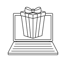 laptop computer with gift box