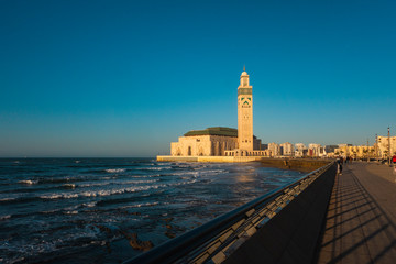 scenic view of Hassan ii mosque in front of the sea - Casablanca, Morocco