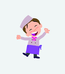 Chef exulting in happiness