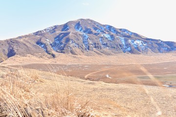 Mountains Near Kusasenri Plateau in Mount Aso