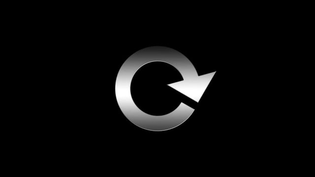 Reload icon video animation. General Lightweight animation with black background.included alpha channel.