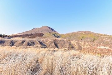 Mountains Near Kusasenri Plateau in Mount Aso