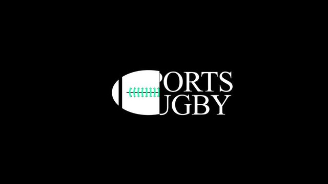 Rugby Ball icon animation with title sports rugby. Icon design, Video Animation. Black background