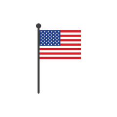 USA flag with pole icon vector isolated on white background