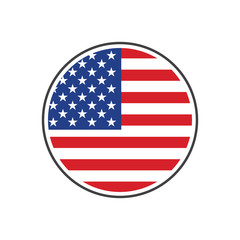Circle USA flag with icon vector isolated on white background
