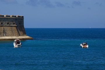 Cádiz (Spain). Atlantic Ocean from the defenses of the city of Cádiz