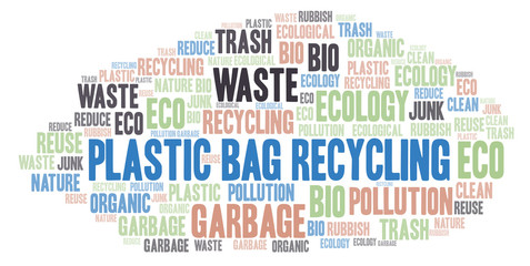 Obraz premium Plastic Bag Recycling word cloud.