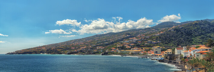 Coastline Madeira with Highway along Santa Cruz and a view at the airport