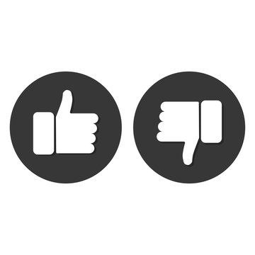 Thumbs Up And Thumbs Down Vector Icon Simle Signs Like Or Dislike.