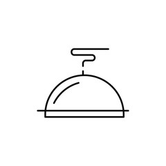 Food Cover Cloche Plate Icon / Vector - In Line / Stroke Design