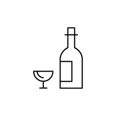 Wine bottle and glass flat art icon for apps and websites
